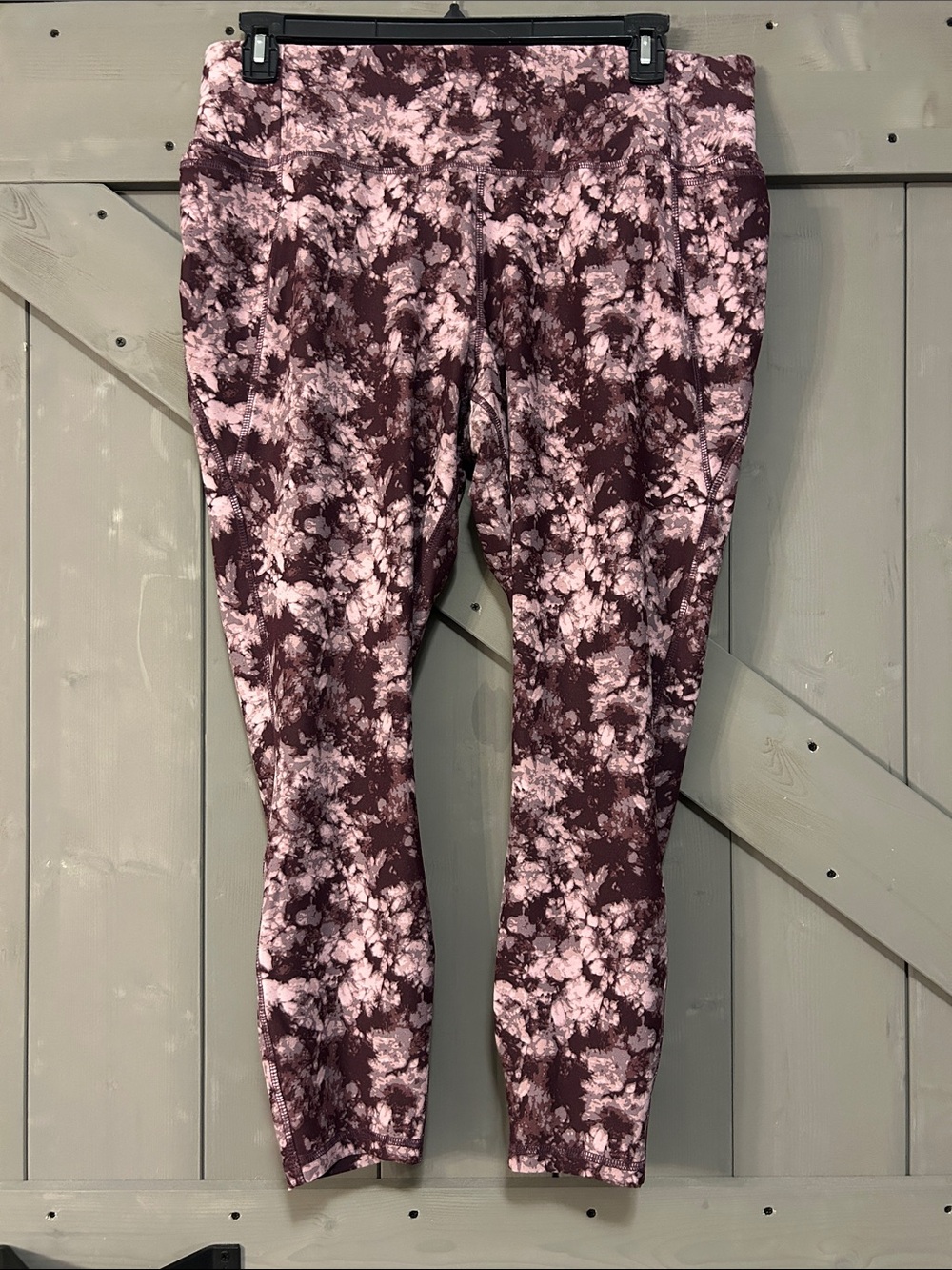 Lane Bryant Livi Maroon and Light Pink Floral Leggings